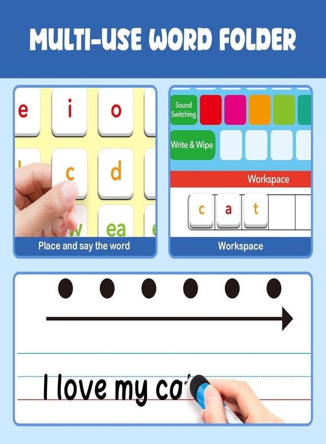Aizweb Phonics Magnetic Letter Tiles,All-in-one Magnetic Phonics Kit,Reading &Spelling Games with Dry-Erase Boards&Storage Case,Phonics Games for Preschool Pre k& Kindergarten Classroom Learning - Image 3